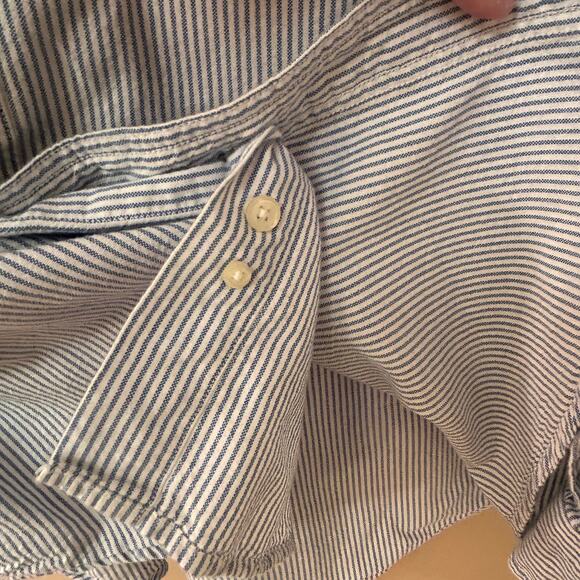 Chaps Blue & White Striped Long Sleeve Button-Up Shirt Medium - Picture 6 of 9